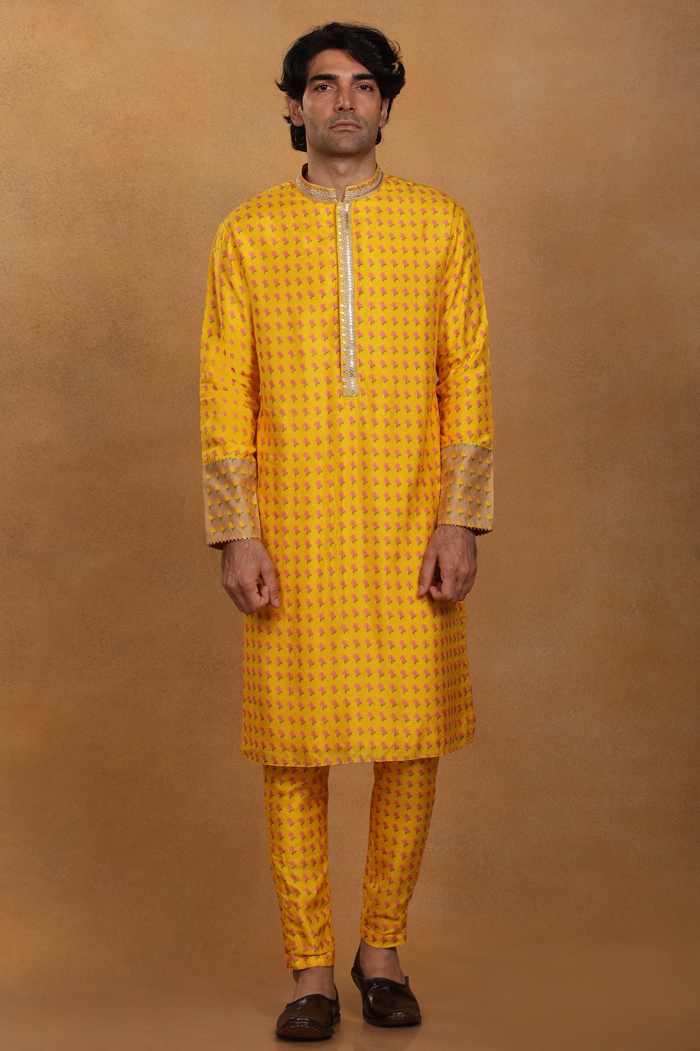 Masaba menswear Yellow Wallflower Kurta Set festive indian designer wear online shopping melange singapore