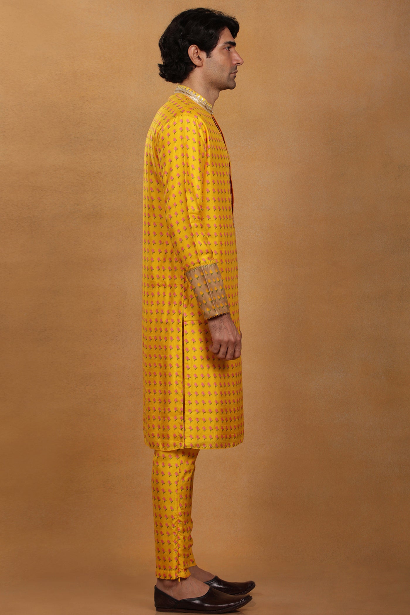 Masaba menswear Yellow Wallflower Kurta Set festive indian designer wear online shopping melange singapore