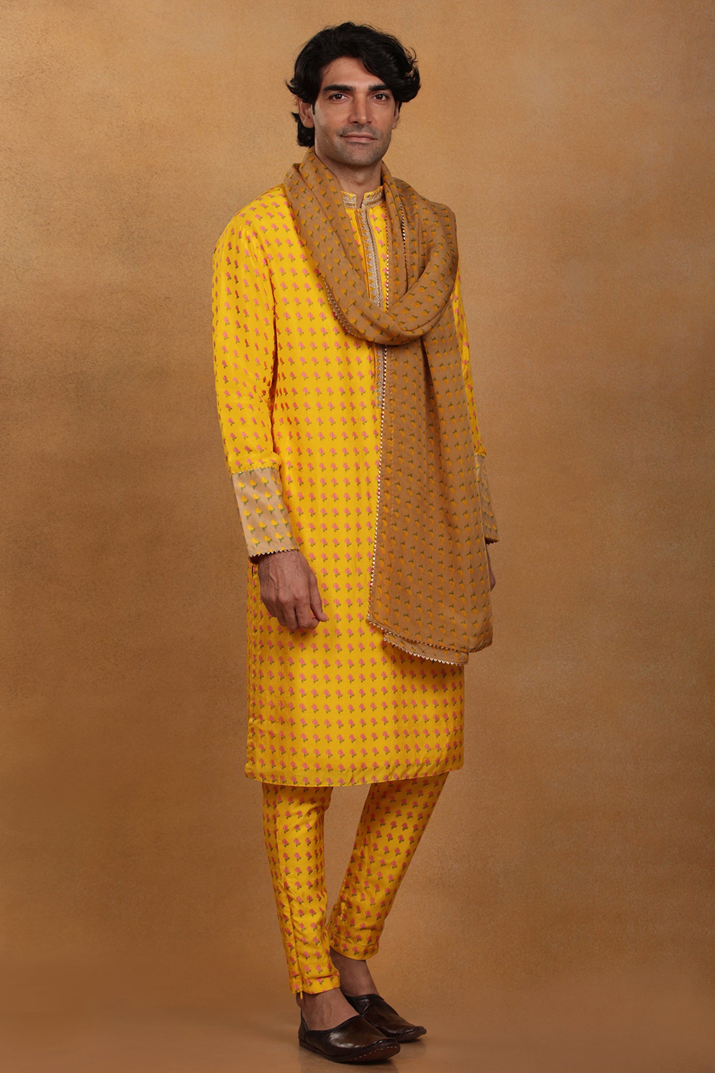 Masaba menswear Yellow Wallflower Kurta Set festive indian designer wear online shopping melange singapore