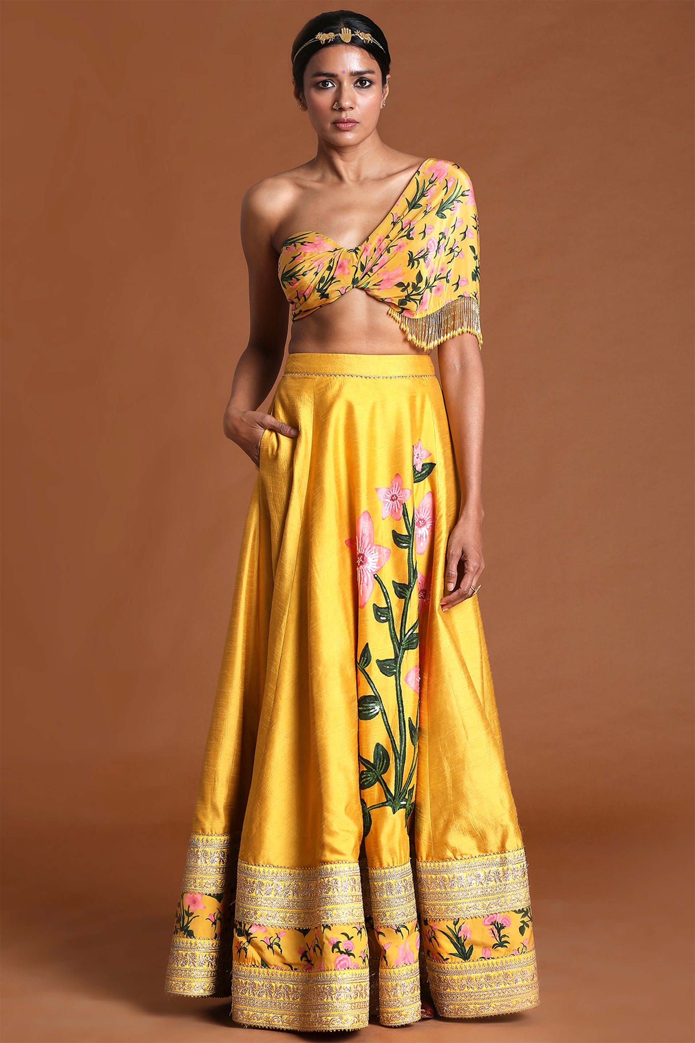 masaba Zinnia Lehenga yellow festive fusion indian designer wear online shopping melange singapore