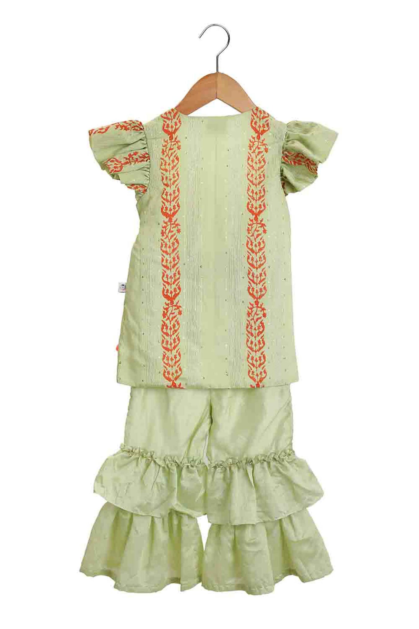 Mi dulce an'ya Layered Sharara Set mint green festive kidswear online shopping melange singapore indian designer wear