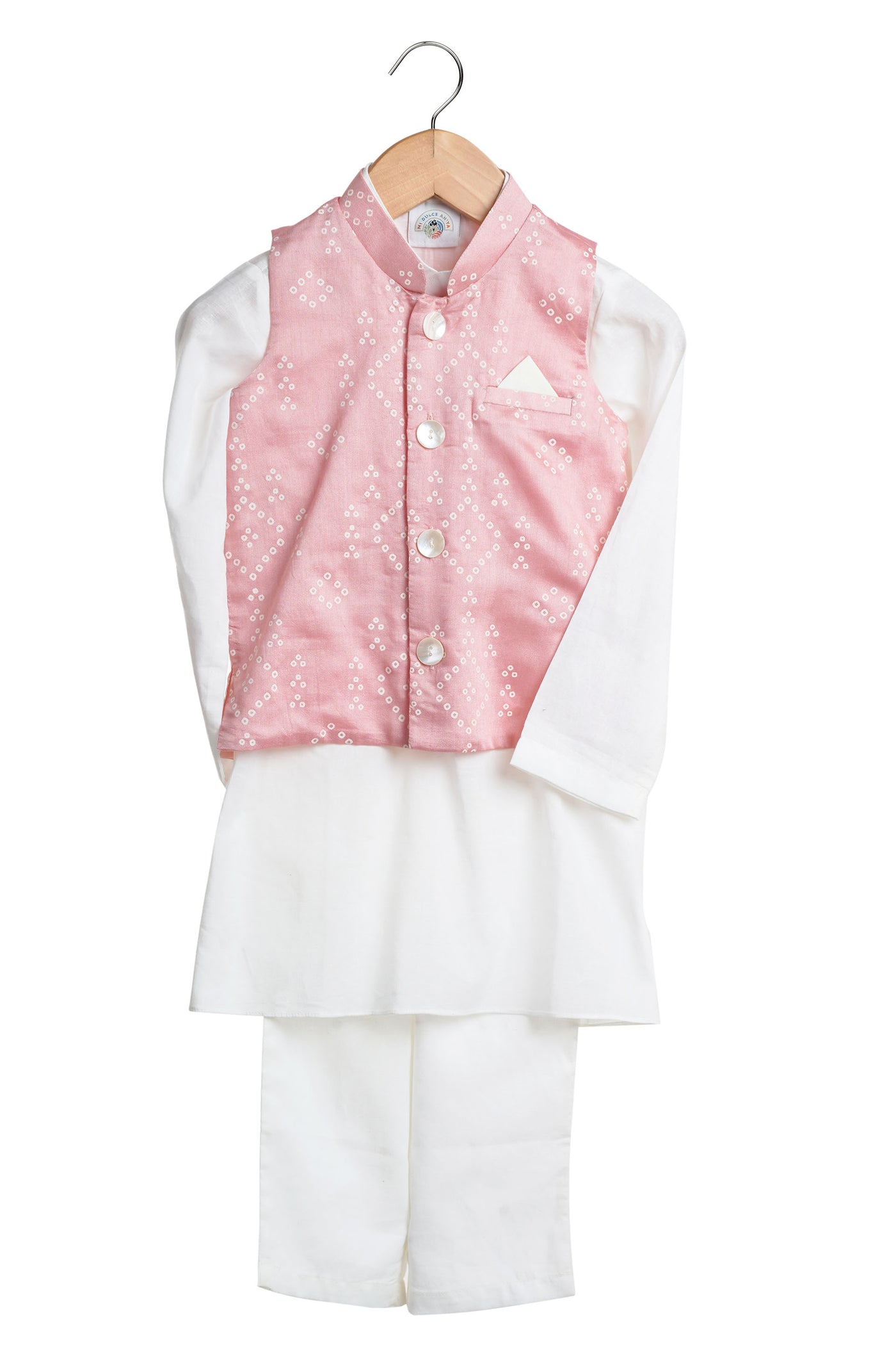 Mi ducle an'ya Blush Bandhgala Set festive kidswear girls online shopping melange singapore indian designer wear