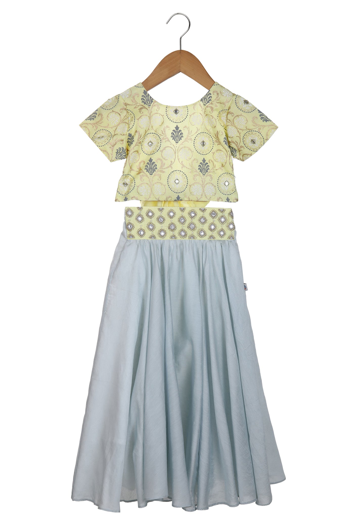 Mi ducle an'ya Lemon Back Bow Lehenga Lemon festive kidswear girls online shopping melange singapore indian designer wear