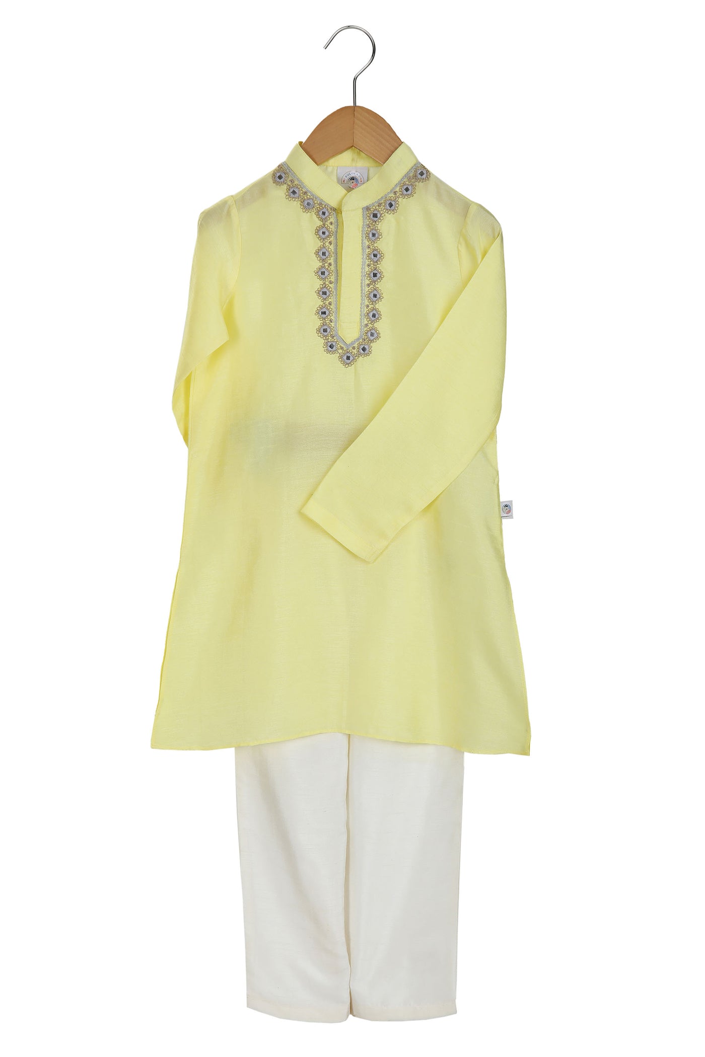 Mi ducle an'ya Lemon Mirror Work Kurta Set festive kidswear girls online shopping melange singapore indian designer wear