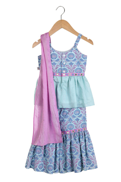 Mi ducle an'ya Lilac Sharara Lilac festive kidswear girls online shopping melange singapore indian designer wear