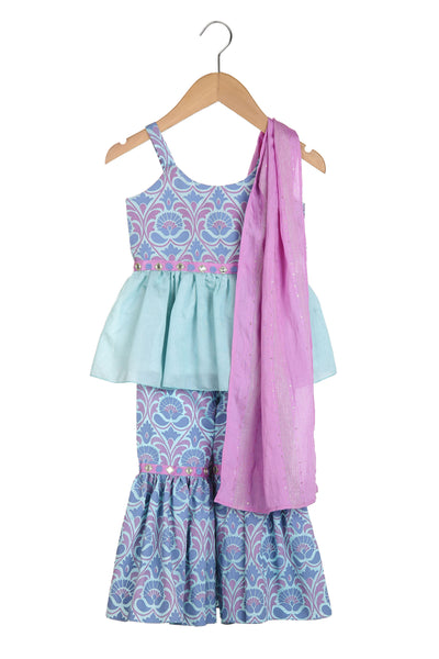 Mi ducle an'ya Lilac Sharara Lilac festive kidswear girls online shopping melange singapore indian designer wear