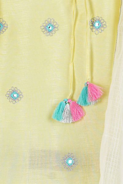 Mi dulce an'ya Lemon Mirrorwork Kurta Set festive kidswear girls online shopping melange singapore indian designer wear