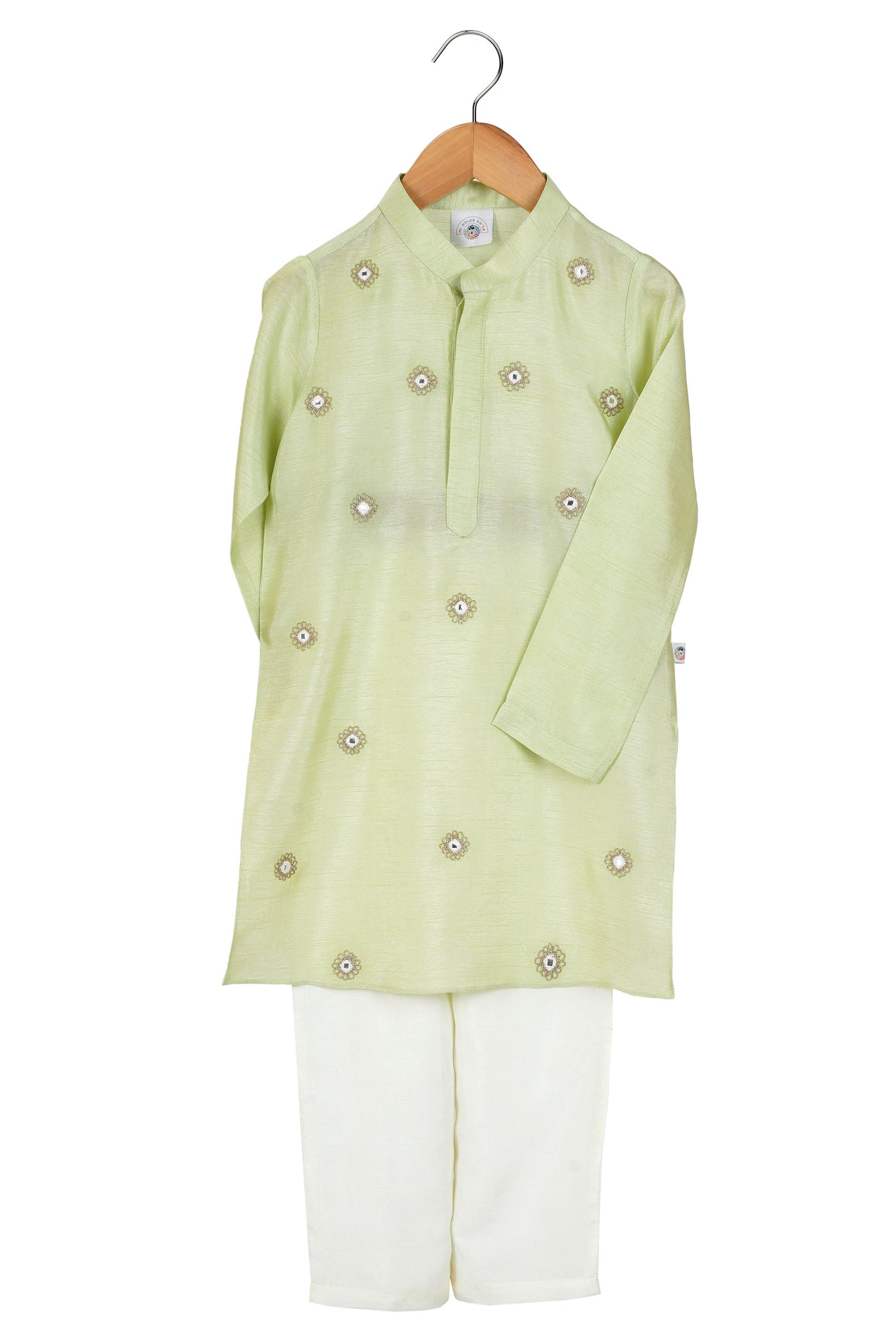 Mi ducle an'ya Mint All Over Mirror Work Kurta festive kidswear girls online shopping melange singapore indian designer wear