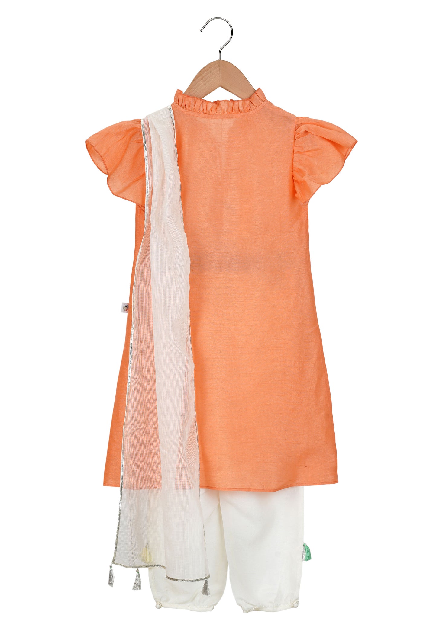 Mi ducle an'ya Peach Mirrorwork Kurta Set Peach festive kidswear girls online shopping melange singapore indian designer wear