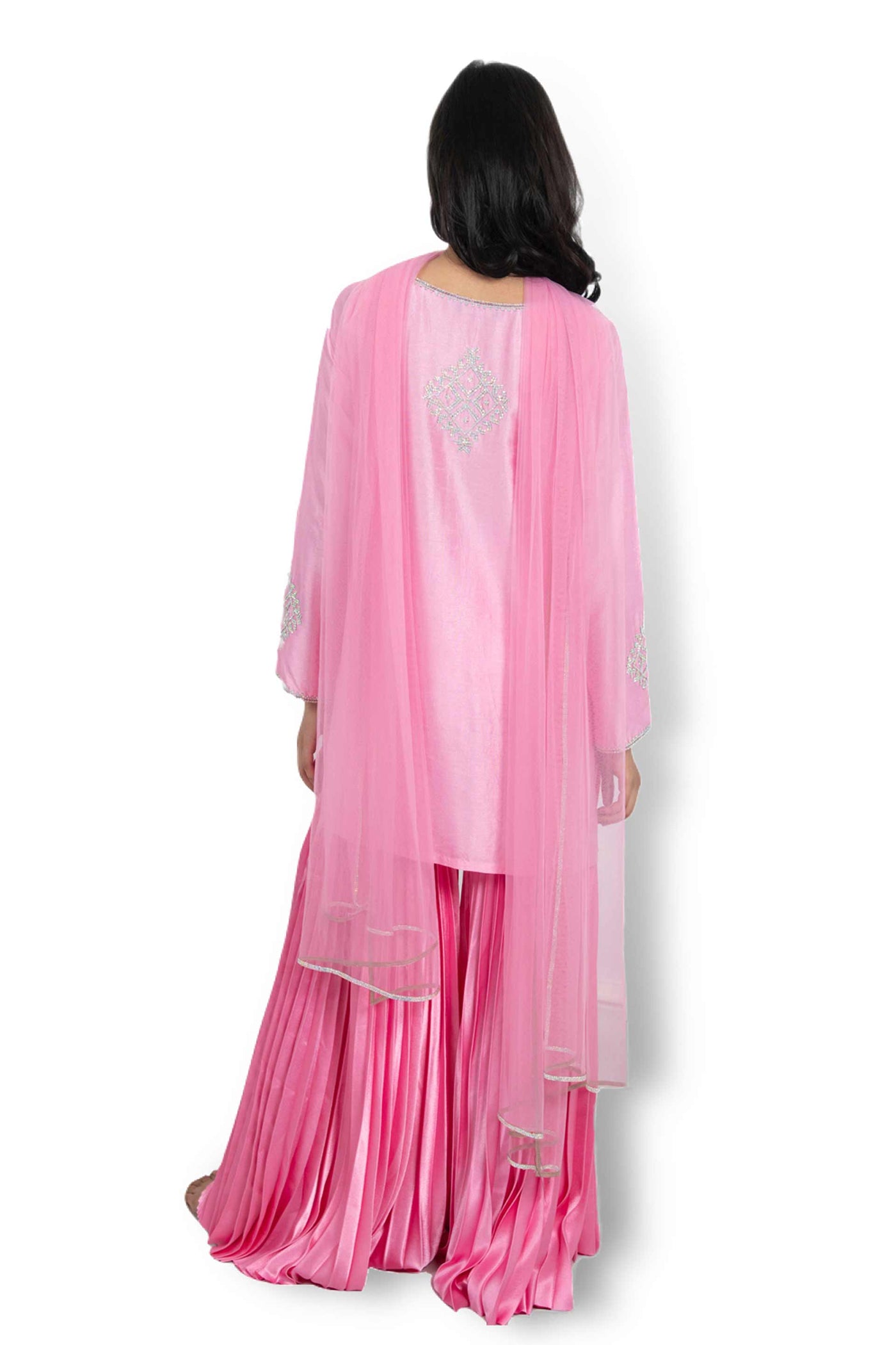 Monisha jaising Pink Pleated Sharara festive indian designer wear online shopping melange singapore