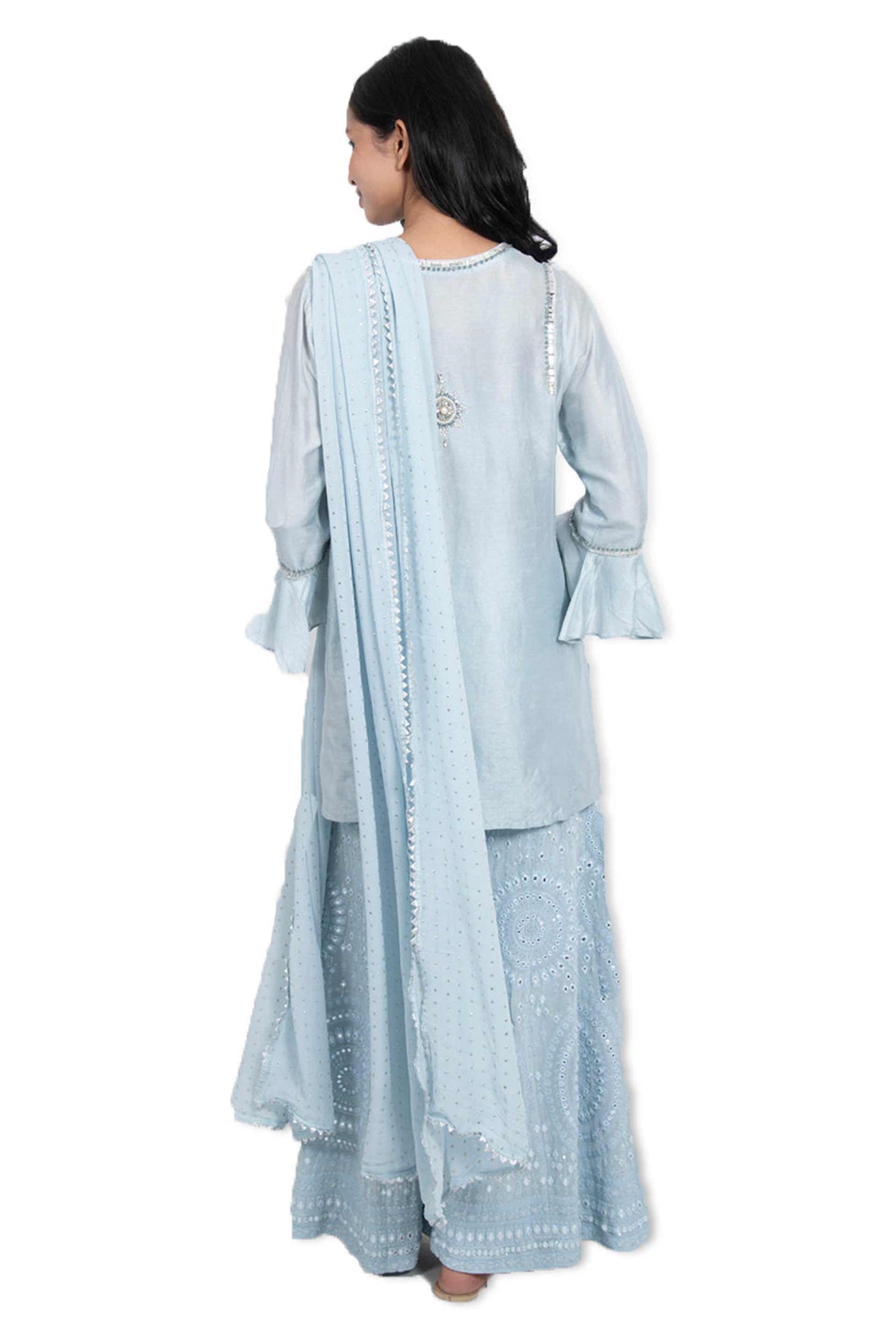 Monisha Jaising Azure Sharara ice blue festive indian designer wear online shopping melange singapore