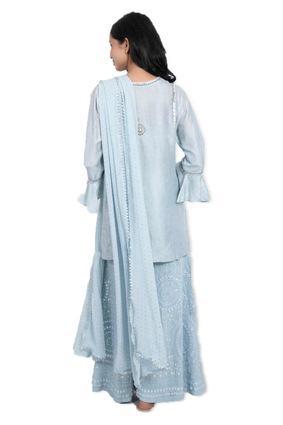 Monisha Jaising Azure Sharara ice blue festive indian designer wear online shopping melange singapore