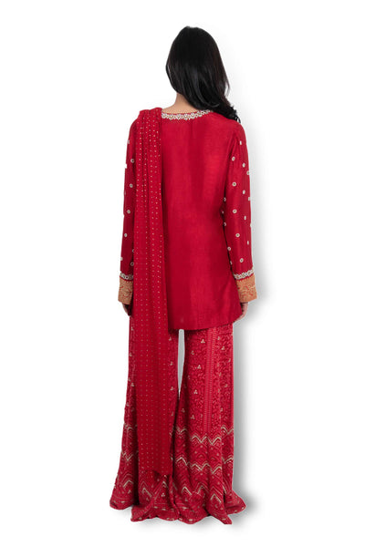 melange singapore Begum Sharara red online shopping melange singapore indian designer wear