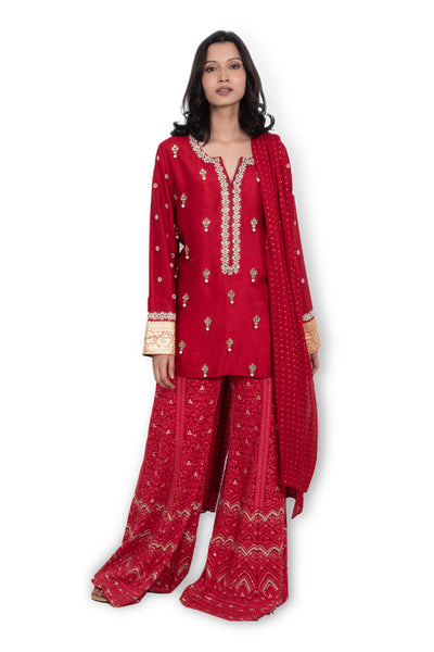 melange singapore Begum Sharara red online shopping melange singapore indian designer wear