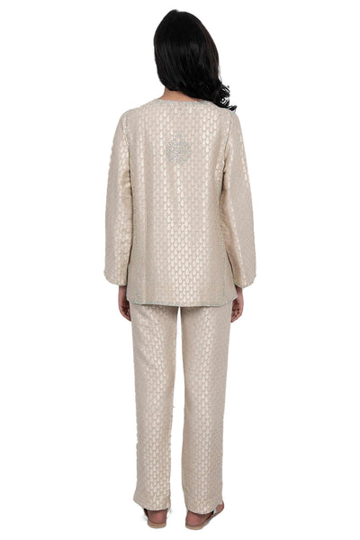 Beige Jacquard Set