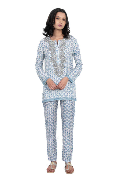 Monisha jaising Blue Block Set online shopping melange singapore indian designer wear
