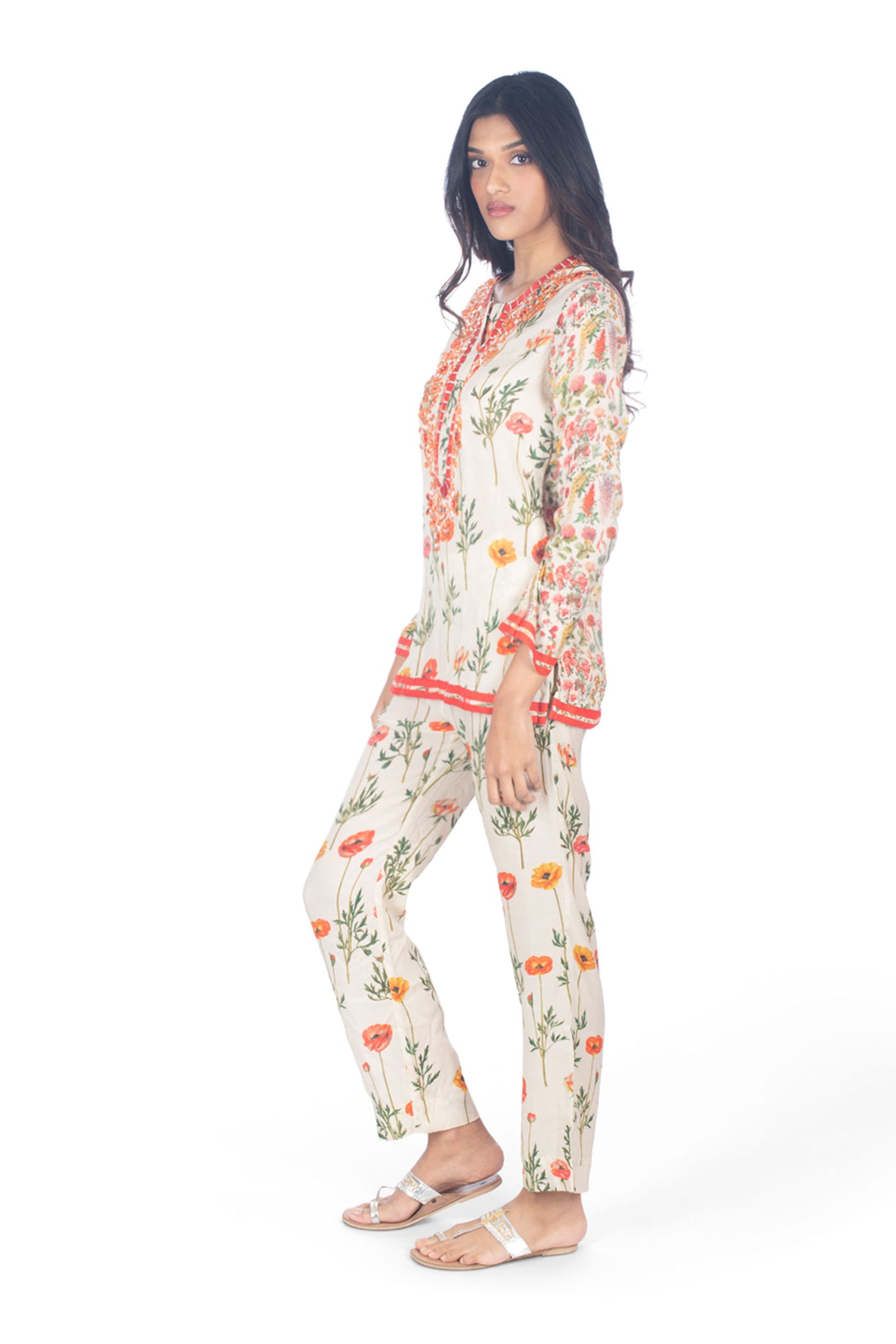 Monisha Jaising Botanical Iris Set beige online shopping melange singapore indian designer wear