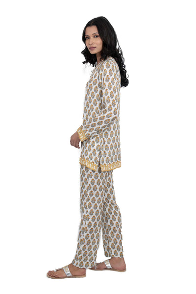 Monisha Jaising Canario Set white yellow festive indian designer wear online shopping melange singapore