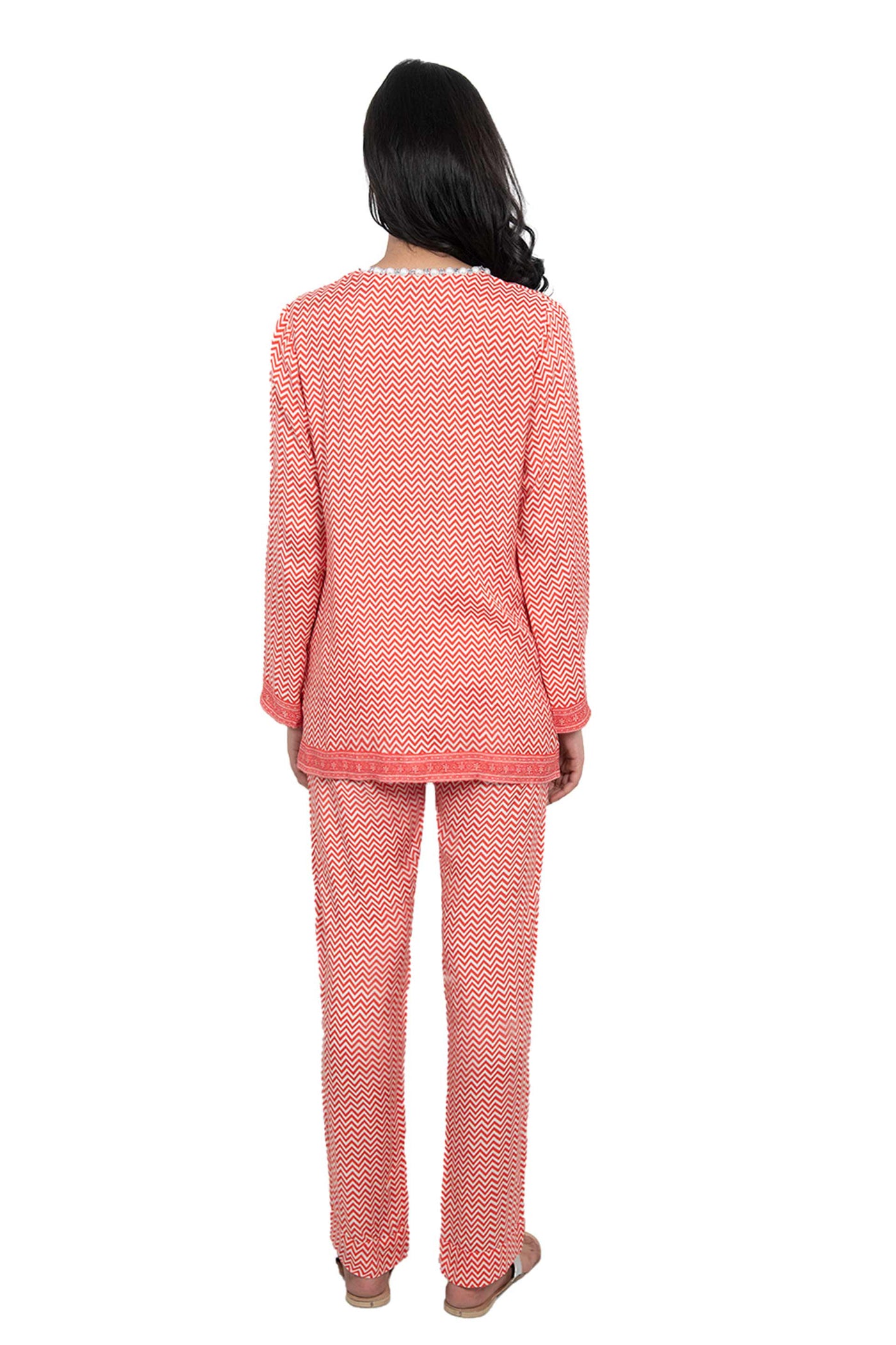 Monisha jaising Chevron Pearl Set red white online shopping melange singapore indian designer wear