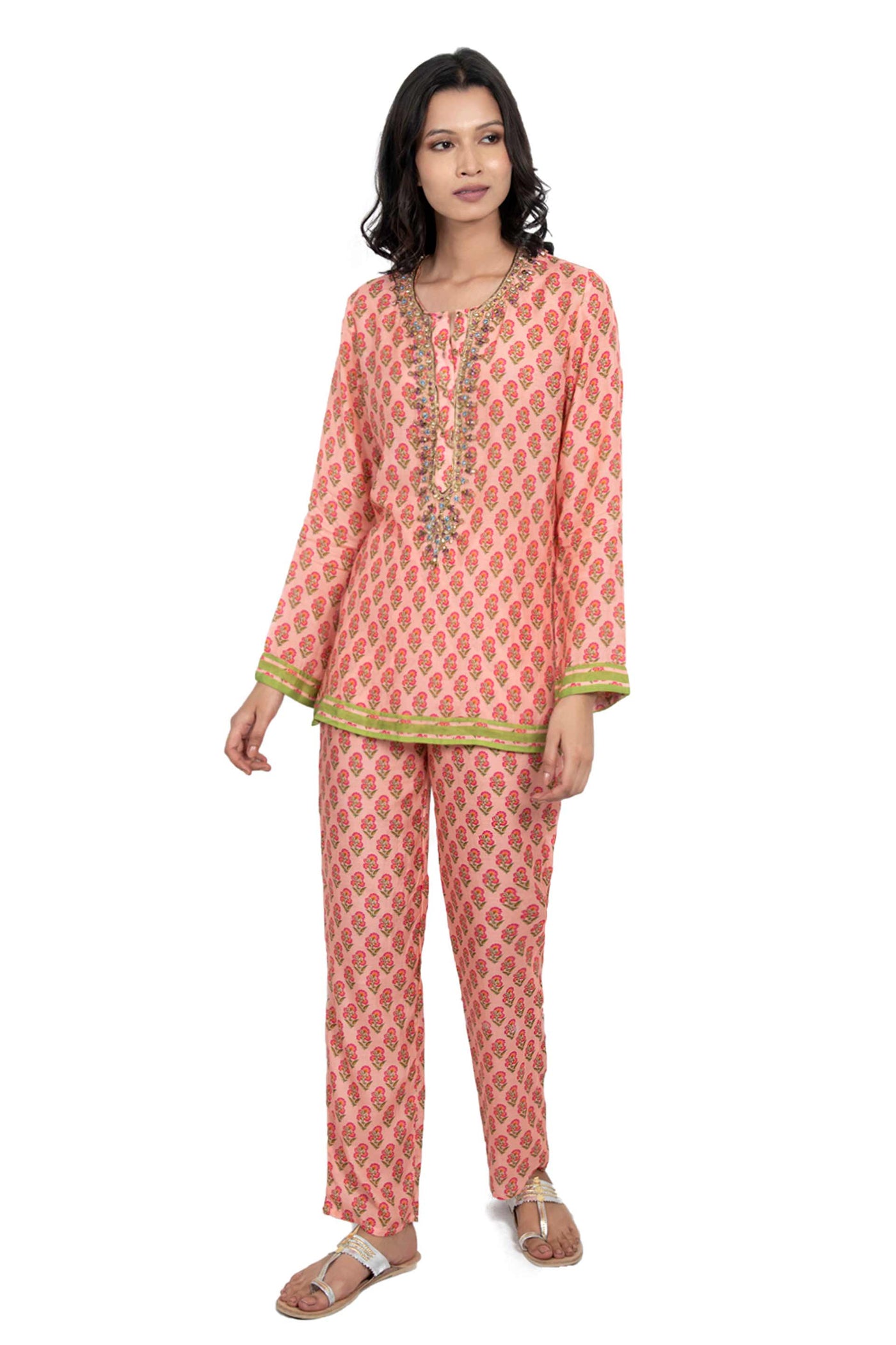 Monisha Jaising Coral Set online shopping melange singapore indian designer wear