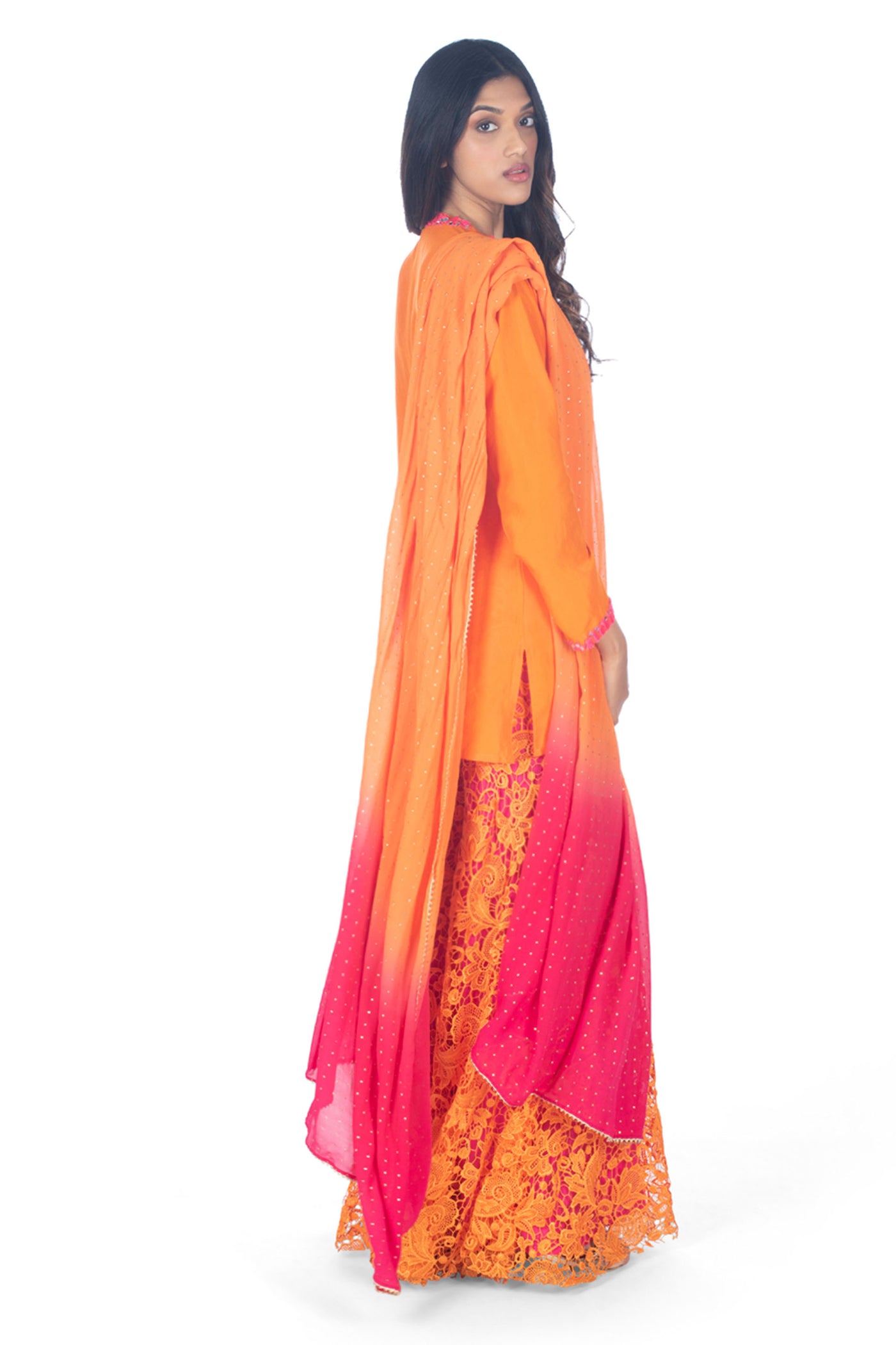 Monisha Jaising Dual Chrome Sharara orange online shopping melange singapore indian designer wear