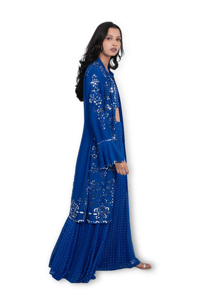 Monisha jaising Electra Mirror Sharara blue festive indian designer wear online shopping melange singapore