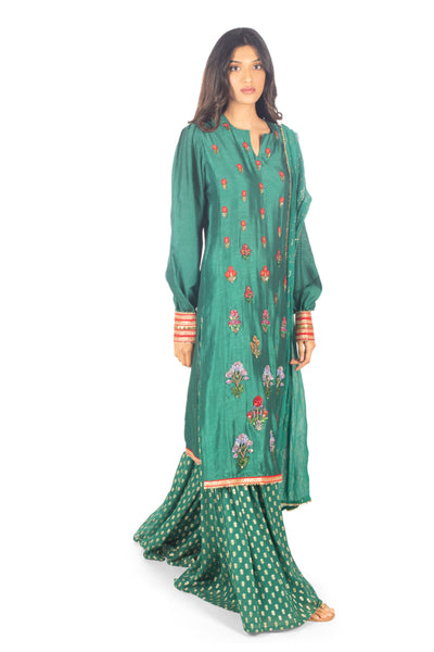 Monisha Jaising Emeralda Sharara green online shopping melange singapore indian designer wear