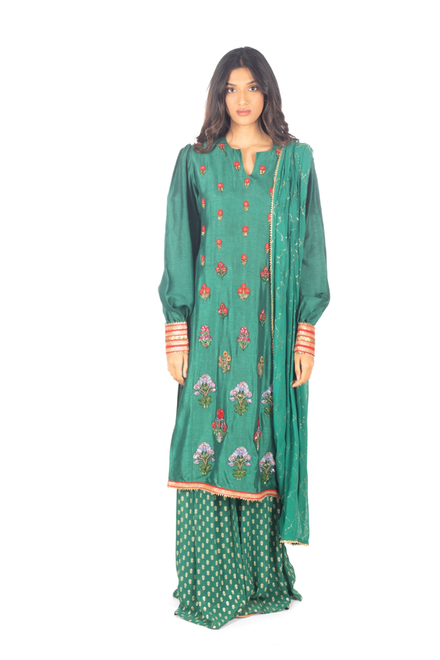 Monisha Jaising Emeralda Sharara green online shopping melange singapore indian designer wear