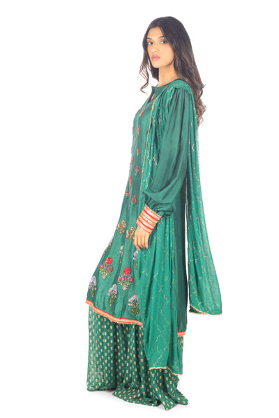 Monisha Jaising Emeralda Sharara green online shopping melange singapore indian designer wear