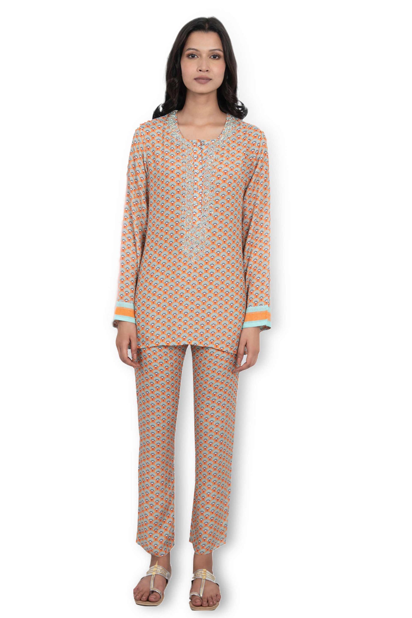 Monisha jaising Fanny Panny Set orange online shopping melange singapore indian designer wear