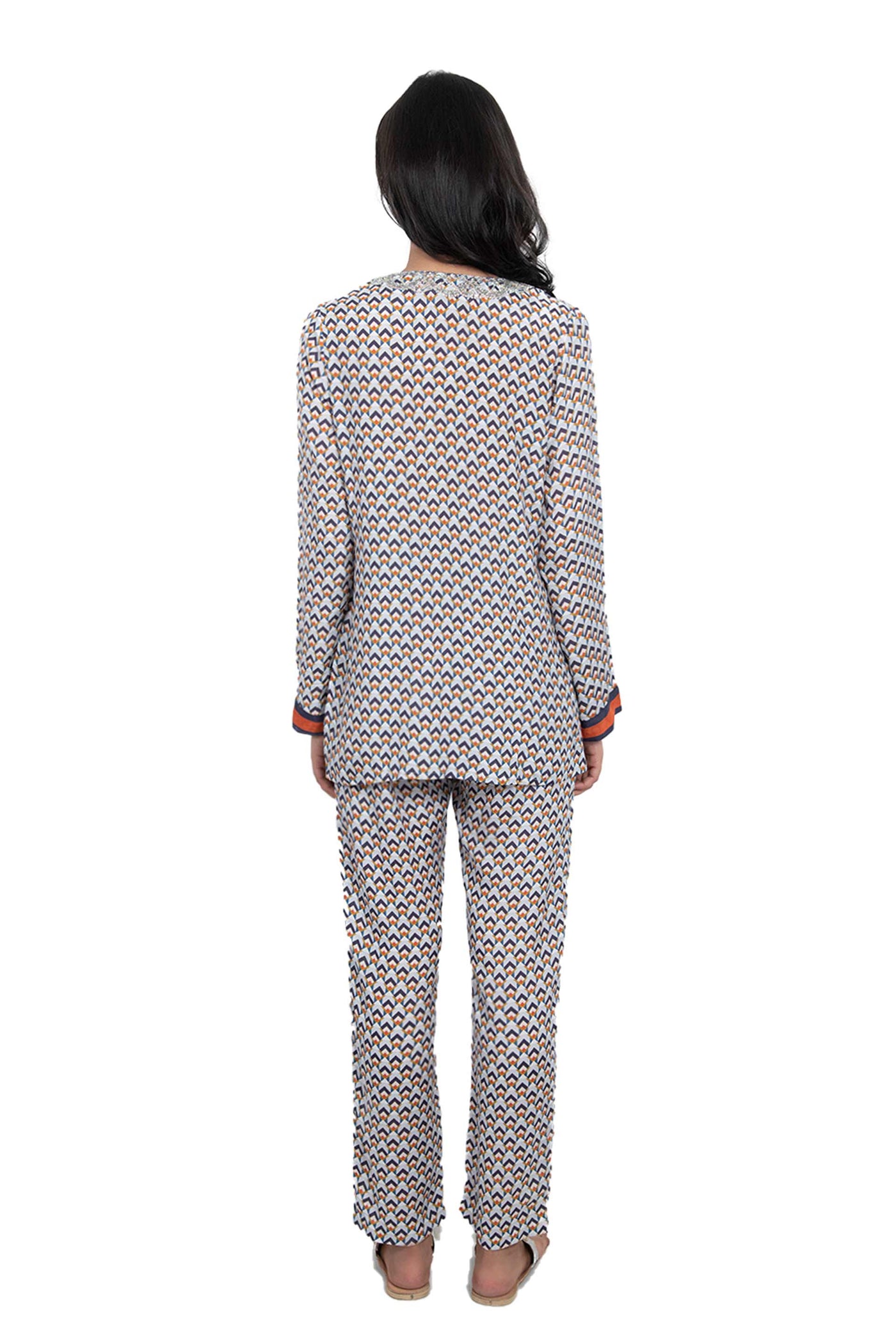 Monisha Jaising Geometric Set blue online shopping melange singapore indian designer wear