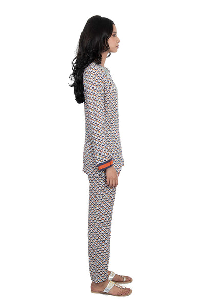 Monisha Jaising Geometric Set blue online shopping melange singapore indian designer wear