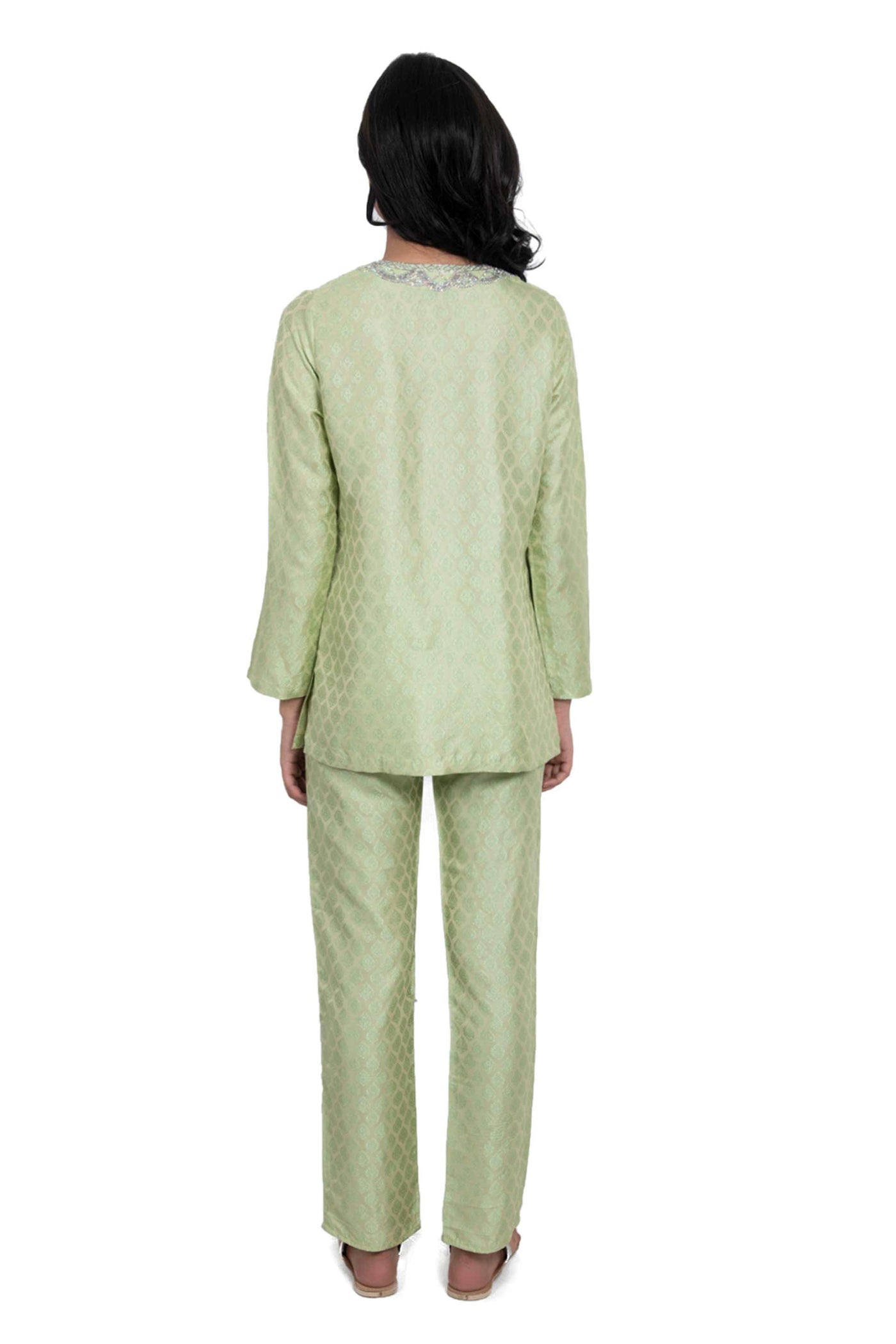 Monisha Jaising Green Jacquard Set online shopping melange singapore indian designer wear