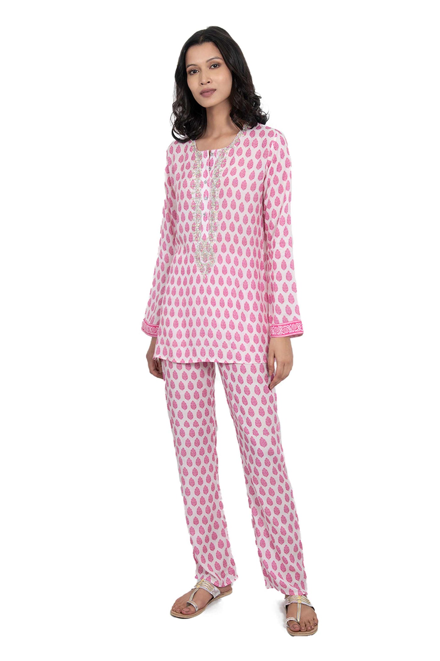Monisha Jaising Gulabi Set pink white online shopping melange singapore indian designer wear