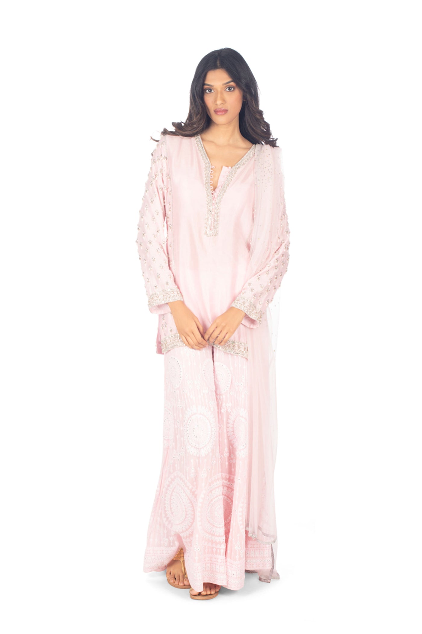 Monisha Jaising Ice Pink Sharara pink online shopping melange singapore indian designer wear