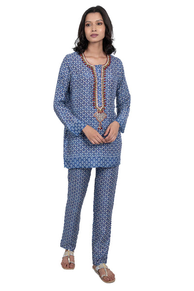Monisha Jaising Indigo Jewelled Set blue online shopping melange singapore indian designer wear