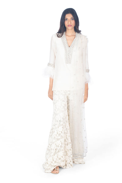 Monisha Jaising Ivory Feather Sharara online shopping melange singapore indian designer wear