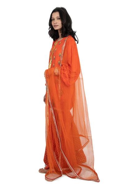 Monisha jaising Jahanara Sharara orange festive indian designer wear online shopping melange singapore