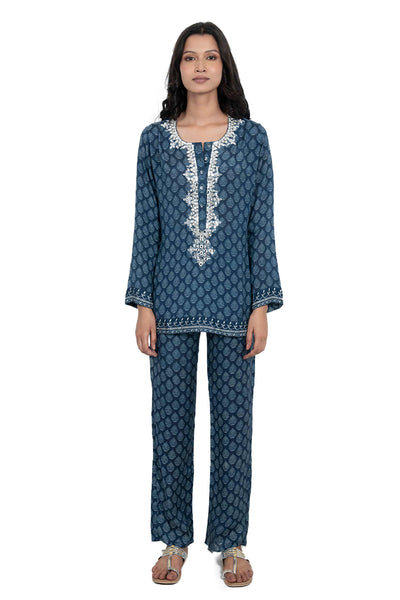 Monisha Jaising Mirrior Set navy blue online shopping melange singapore indian designer wear