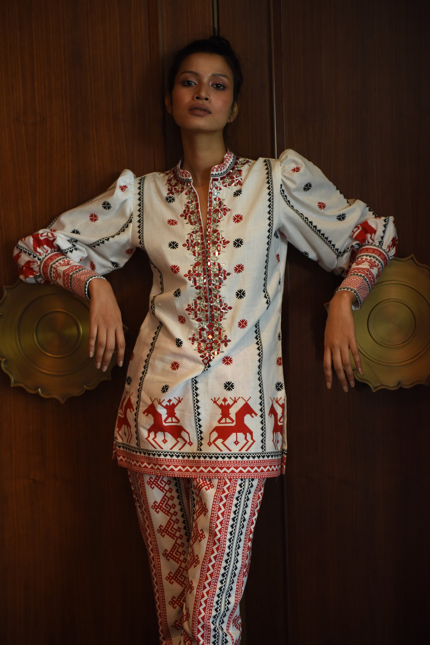 monisha jaising Moscow Twin Set white red online shopping melange singapore indian designer wear