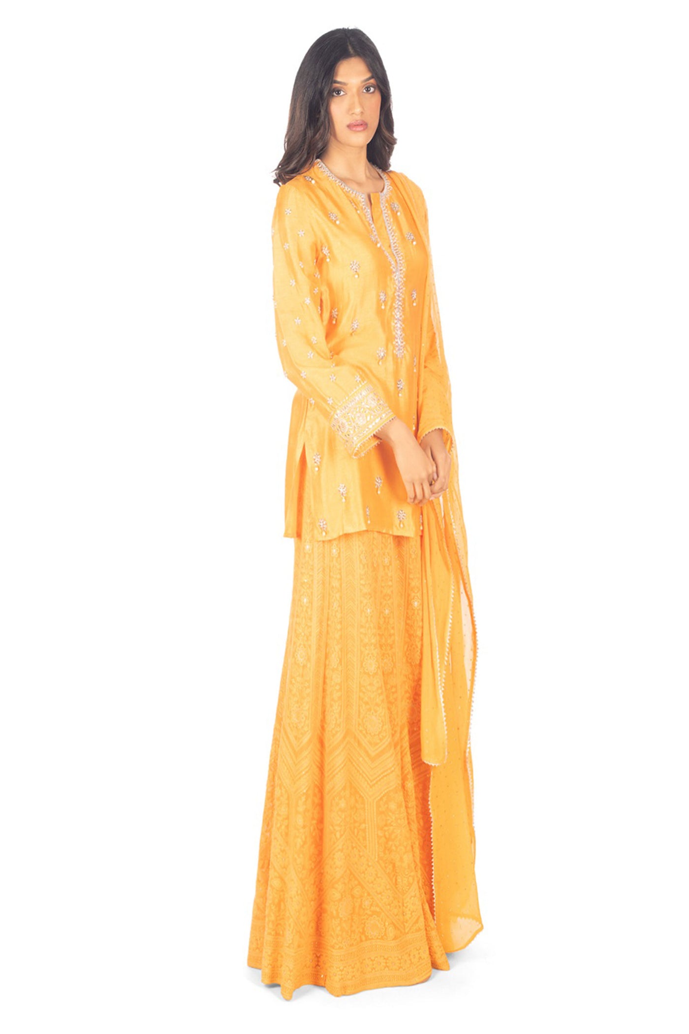 Monisha Jaising ochre crystal sharara yellow online shopping melange singapore indian designer wear