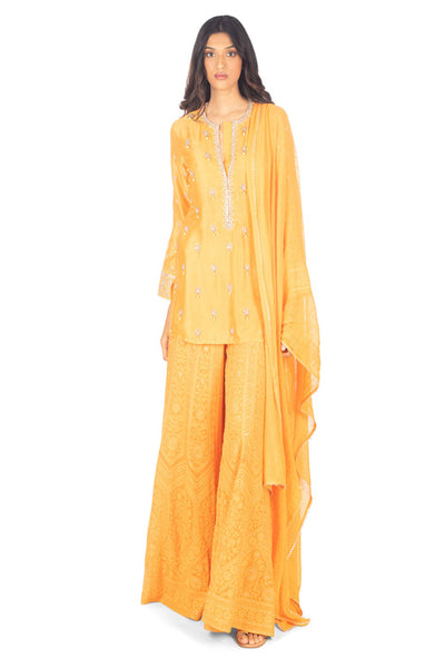Monisha Jaising ochre crystal sharara yellow online shopping melange singapore indian designer wear