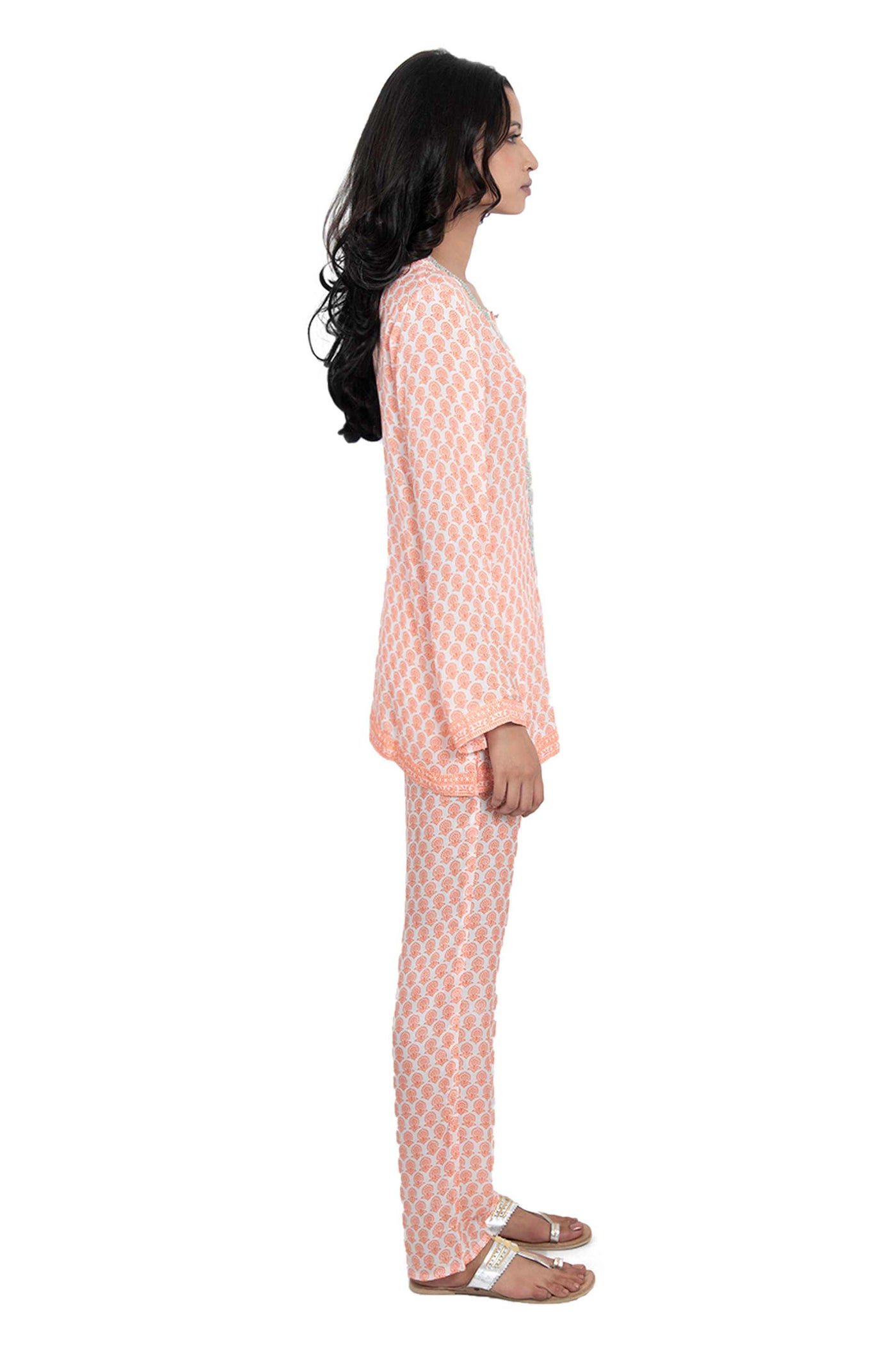Monisha jaising Orange Block Set white online shopping melange singapore indian designer wear