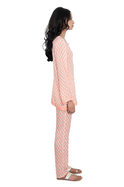 Monisha jaising Orange Block Set white online shopping melange singapore indian designer wear