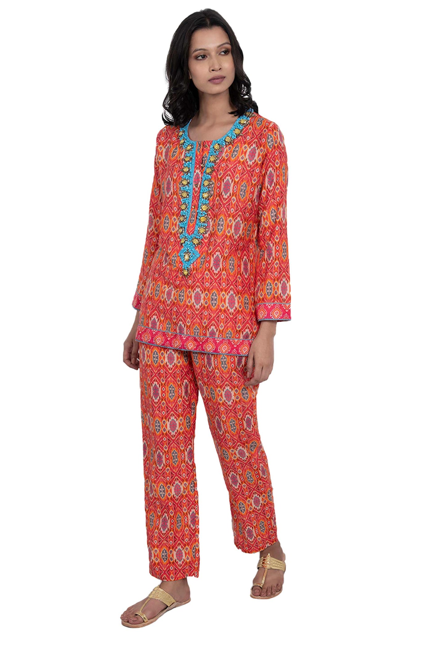 Monisha jaising Oshima Set orange online shopping melange singapore indian designer wear