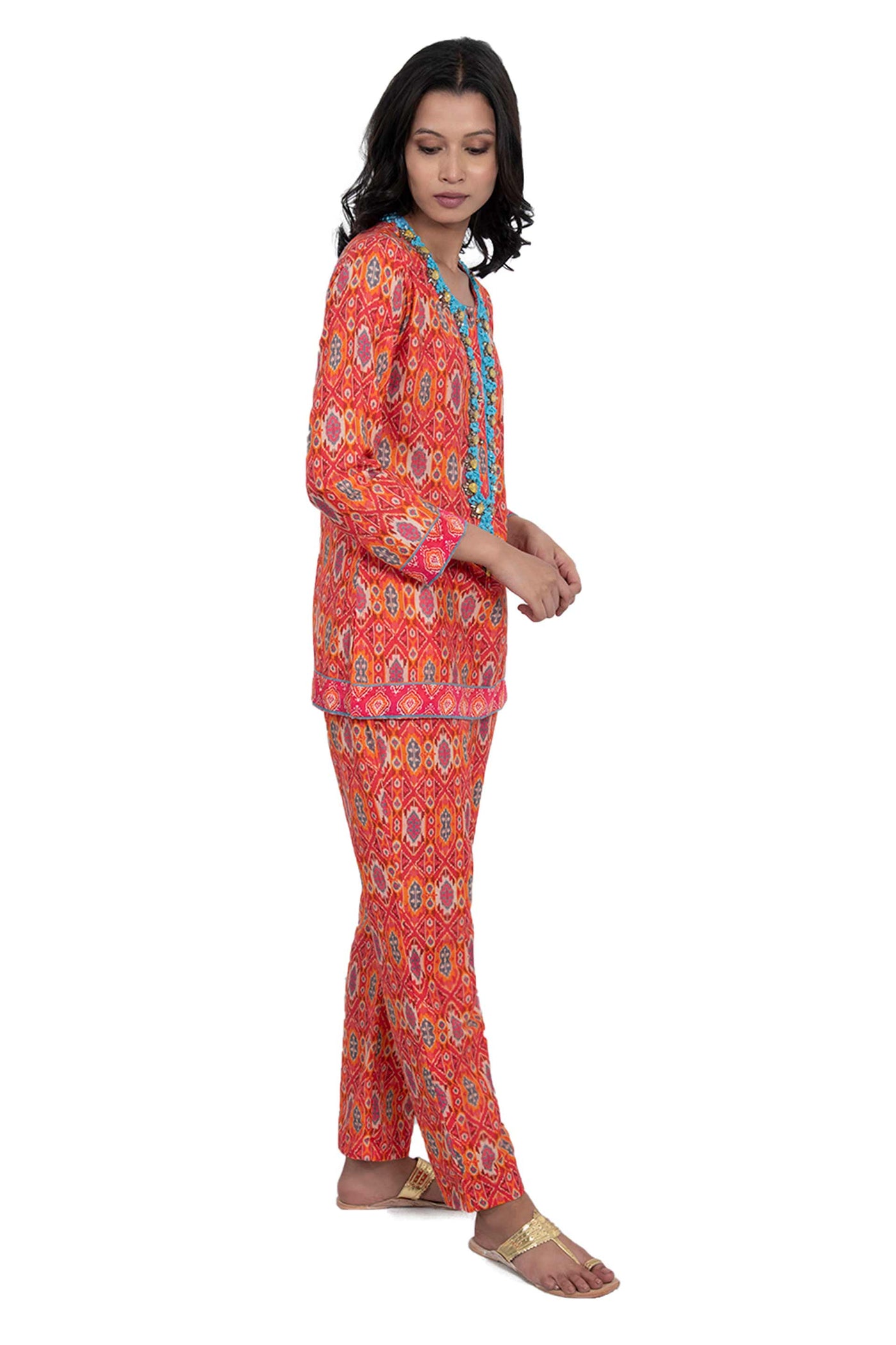 Monisha jaising Oshima Set orange online shopping melange singapore indian designer wear