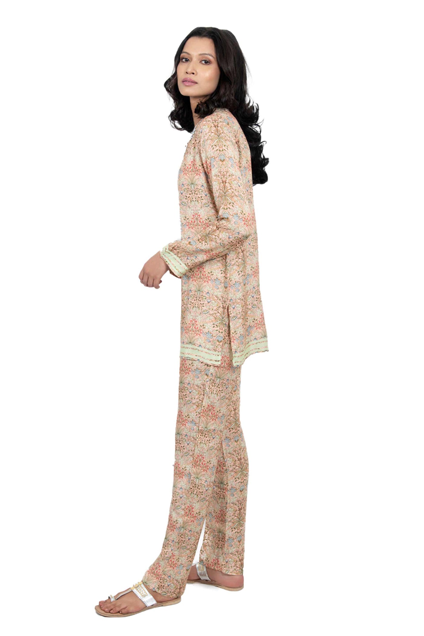 Monisha jaising Peach Bloom Set online shopping melange singapore indian designer wear