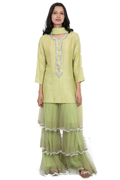 Monisha Jaising Pistachio Sharara green festive indian designer wear online shopping melange singapore