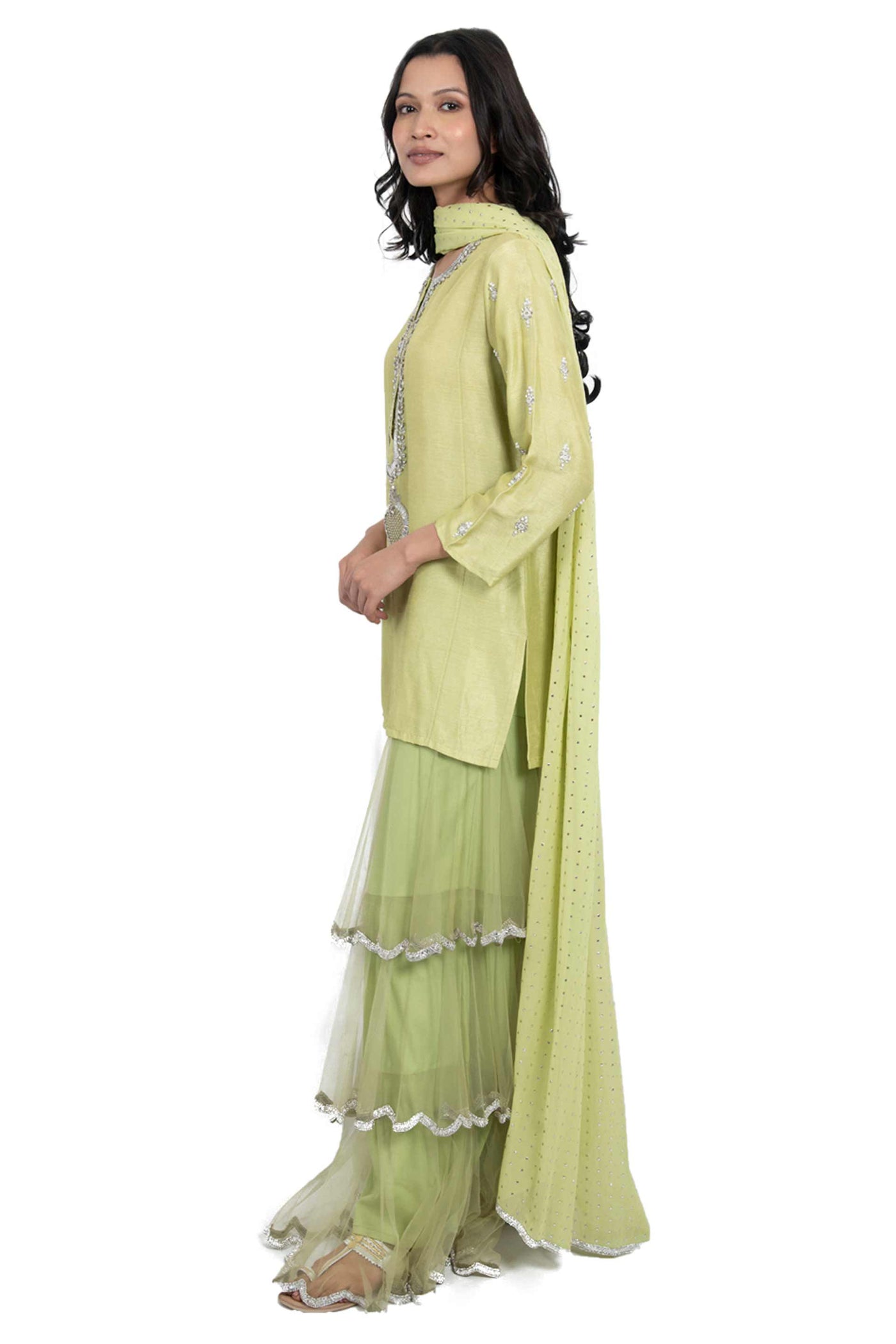 Monisha Jaising Pistachio Sharara green festive indian designer wear online shopping melange singapore