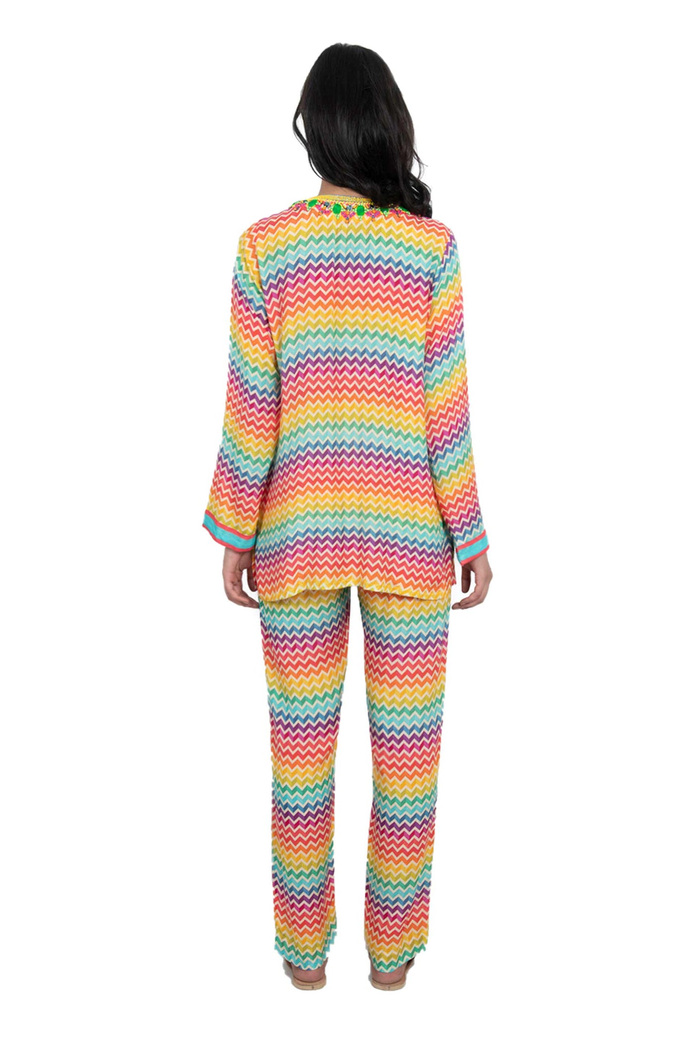 Monisha jaising Rainbow Chevron Set multicolor online shopping melange singapore indian designer wear